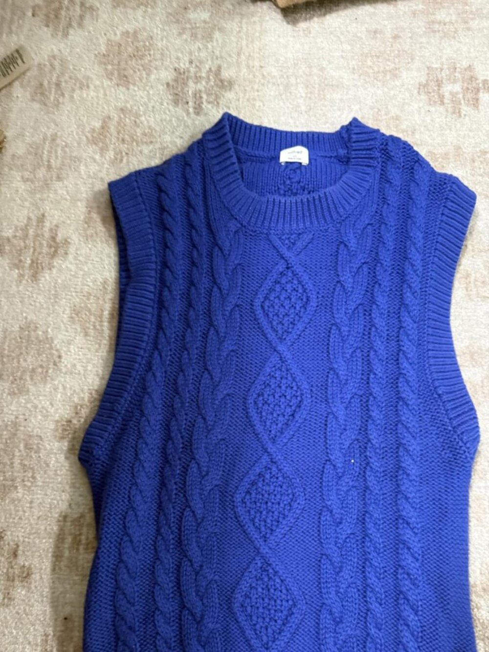Aritzia Wilfred Cobalt Cable-Knit Merino Wool & Cotton Sweater Vest Size XS